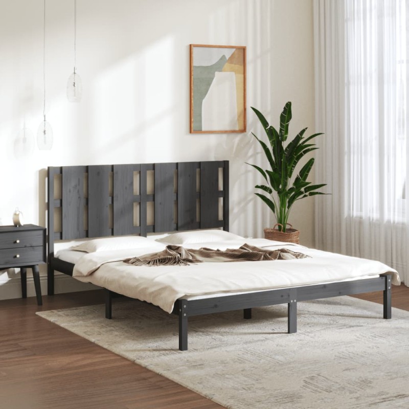 Giroletto Grigio in Legno Massello 150x200 cm 5FT King Size Giroletto Grigio in Legno Massello 150x200 cm 5FT King Size