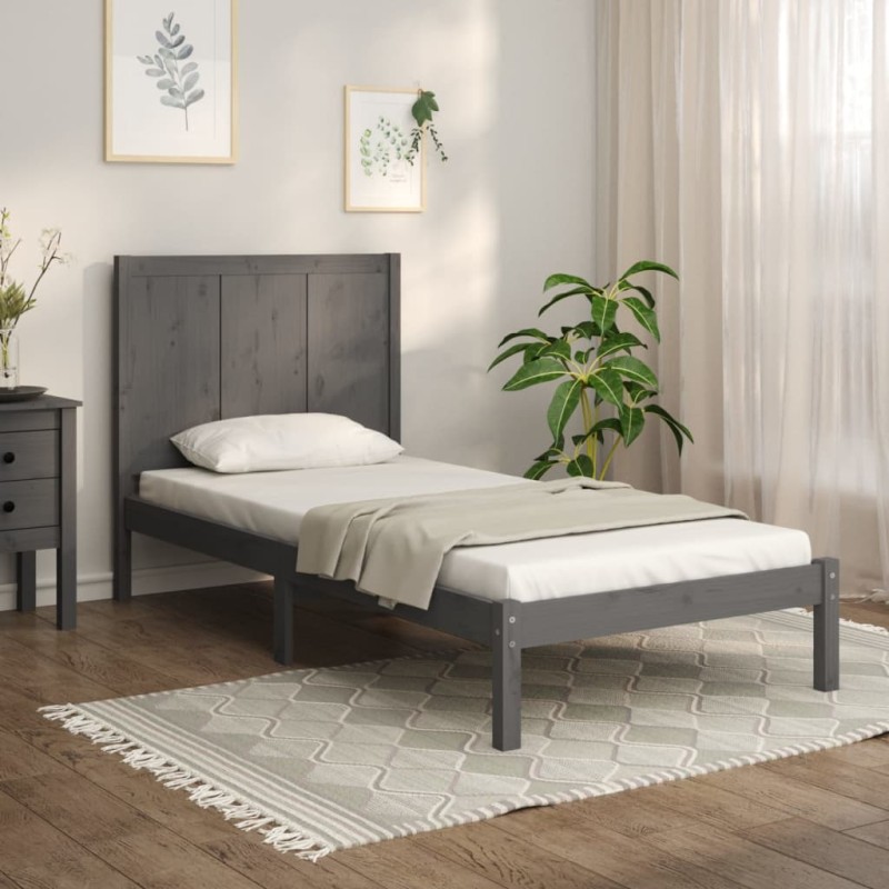 Giroletto Grigio in Legno Massello di Pino 90x190 cm 3FT Single Giroletto Grigio in Legno Massello di Pino 90x190 cm 3FT Single