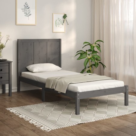 Giroletto Grigio in Legno Massello di Pino 90x190 cm 3FT Single