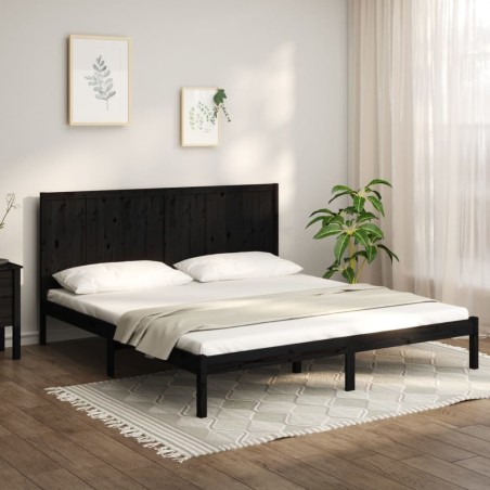Giroletto Nero Legno Massello di Pino 180x200 cm 6FT Super King