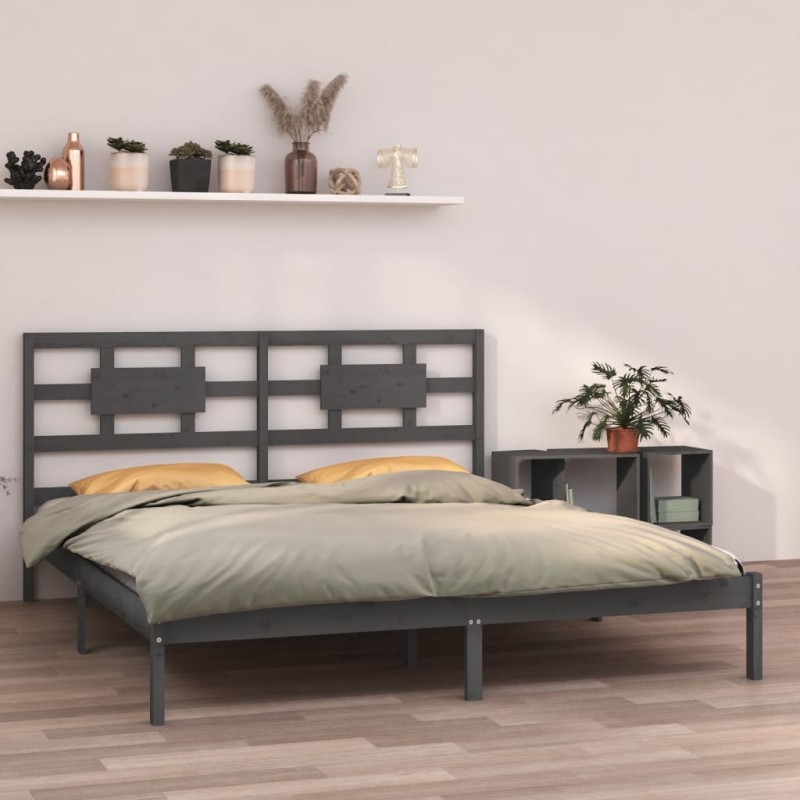 Giroletto Grigio in Legno Massello 180x200 cm 6FT Super King Giroletto Grigio in Legno Massello 180x200 cm 6FT Super King