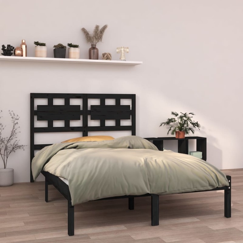 Giroletto Nero in Legno Massello 150x200 cm 5FT King Size Giroletto Nero in Legno Massello 150x200 cm 5FT King Size