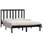 Giroletto Nero in Legno Massello di Pino 135x190 cm 4FT6 Double Giroletto Nero in Legno Massello di Pino 135x190 cm 4FT6 Double