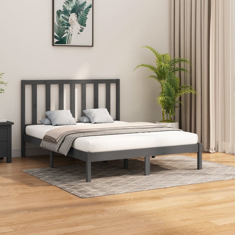 Giroletto Grigio in Legno Massello 150x200 cm 5FT King Size