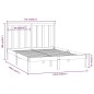 Giroletto Grigio in Legno Massello Pino 135x190 cm 4FT6 Double Giroletto Grigio in Legno Massello Pino 135x190 cm 4FT6 Double