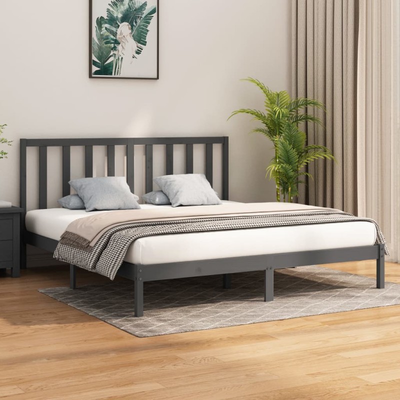 Giroletto Grigio in Legno Massello 180x200 cm 6FT Super King Giroletto Grigio in Legno Massello 180x200 cm 6FT Super King