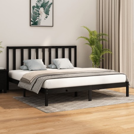 Giroletto Nero in Legno Massello 180x200 cm 6FT Super King