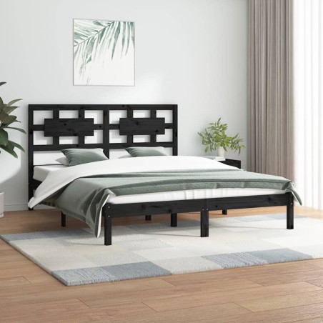Giroletto Nero Legno Massello di Pino 180x200 cm 6FT Super King