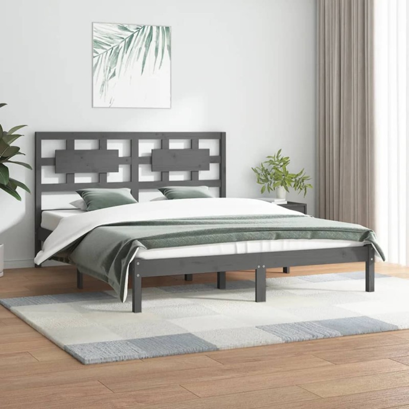 Giroletto Grigio Legno Massello Pino 180x200 cm 6FT Super King Giroletto Grigio Legno Massello Pino 180x200 cm 6FT Super King