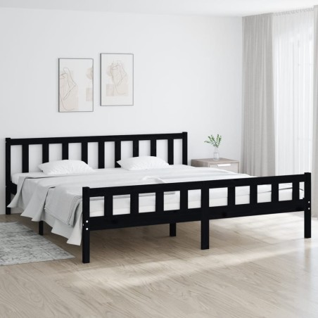 Giroletto Nero in Legno Massello 180x200 cm 6FT Super King