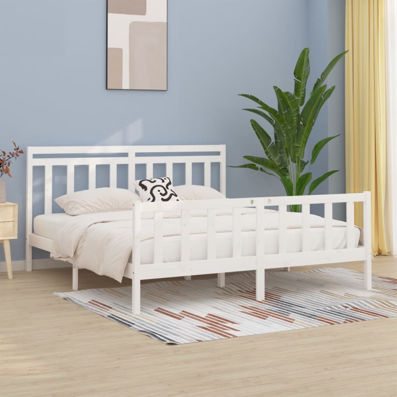 Giroletto Bianco Legno Massello Pino 180x200 cm 6FT Super King Giroletto Bianco Legno Massello Pino 180x200 cm 6FT Super King