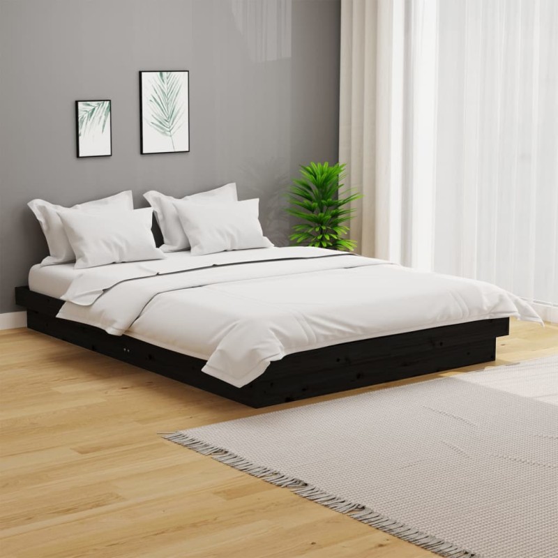 Giroletto Nero Legno Massello 135x190 cm 4FT6 Double Giroletto Nero Legno Massello 135x190 cm 4FT6 Double