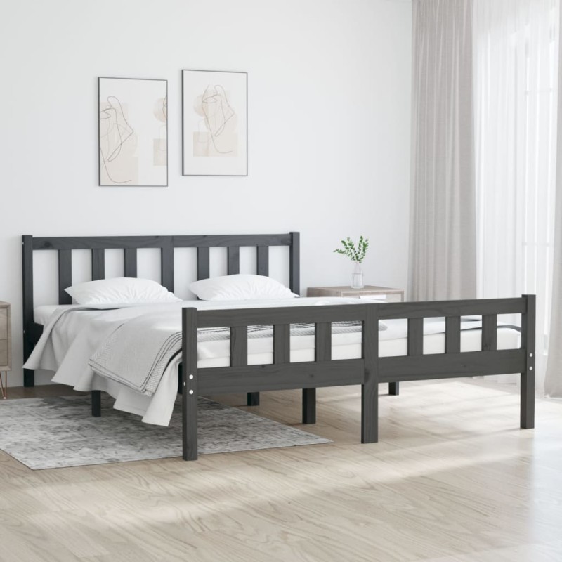 vidaXL Giroletto Grigio in Legno Massello 140x190 cm vidaXL Giroletto Grigio in Legno Massello 140x190 cm