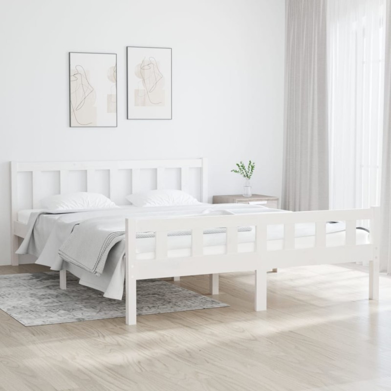 Giroletto Bianco in Legno Massello 150x200 cm 5FT King Size Giroletto Bianco in Legno Massello 150x200 cm 5FT King Size