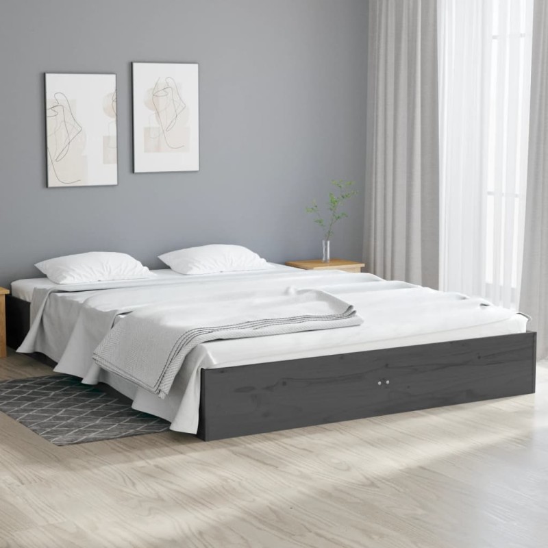Giroletto Grigio in Legno Massello 120x190cm 4FT Small Double Giroletto Grigio in Legno Massello 120x190cm 4FT Small Double