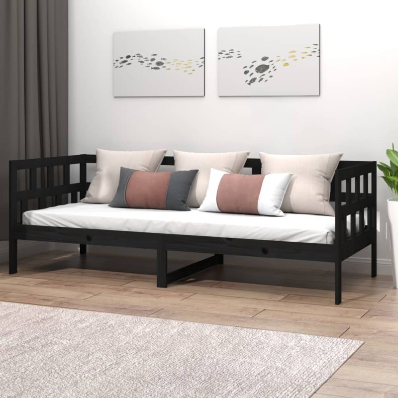Dormeuse Nera in Legno Massello di Pino 90x200 cm Dormeuse Nera in Legno Massello di Pino 90x200 cm