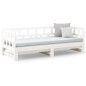 Dormeuse Estraibile Bianca Legno Massello di Pino 2x(80x200) cm Dormeuse Estraibile Bianca Legno Massello di Pino 2x(80x200) cm