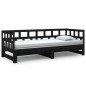 Dormeuse Estraibile Nera in Legno Massello di Pino 2x(90x190)cm Dormeuse Estraibile Nera in Legno Massello di Pino 2x(90x190)cm