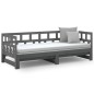 Dormeuse Estraibile Grigia Legno Massello di Pino 2x(80x200) cm Dormeuse Estraibile Grigia Legno Massello di Pino 2x(80x200) cm