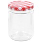 Vaso Marmellata in Vetro Coperchio Bianco e Rosso 48 pz 230 ml Vaso Marmellata in Vetro Coperchio Bianco e Rosso 48 pz 230 ml