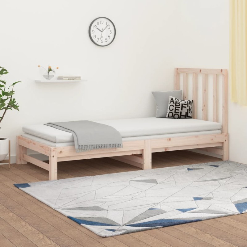 Dormeuse Estraibile 2x(90x200) cm Legno Massello di Pino Dormeuse Estraibile 2x(90x200) cm Legno Massello di Pino