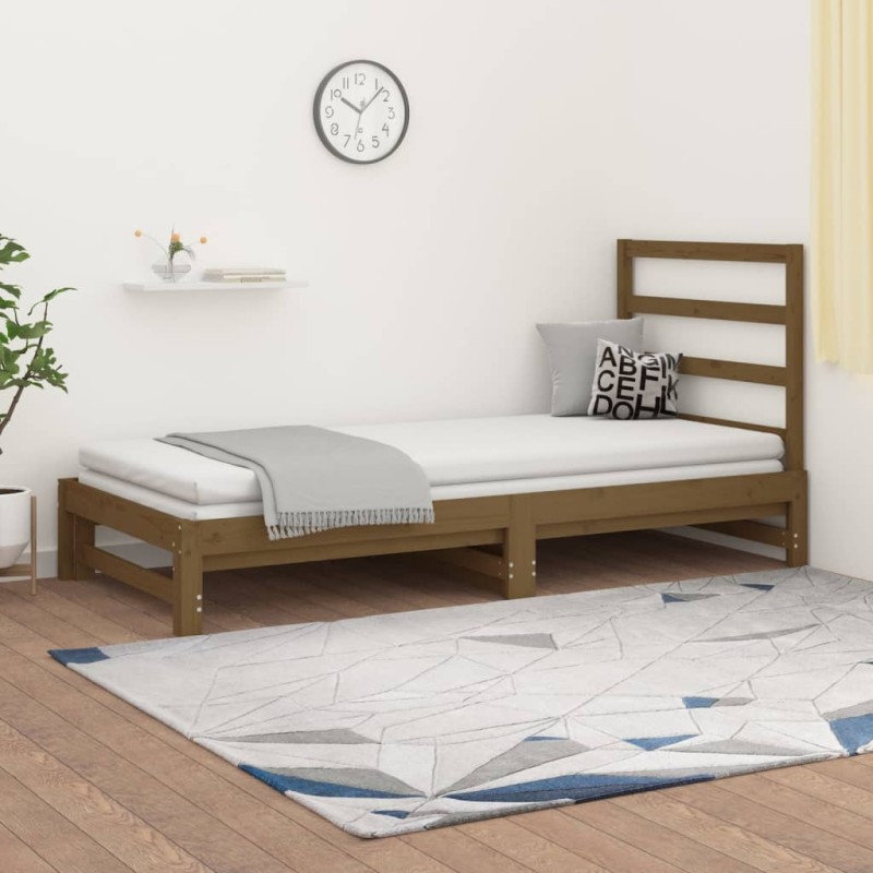 Dormeuse Estraibile Miele 2x(90x190) cm Legno Massello di Pino