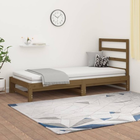 Dormeuse Estraibile Miele 2x(90x190) cm Legno Massello di Pino