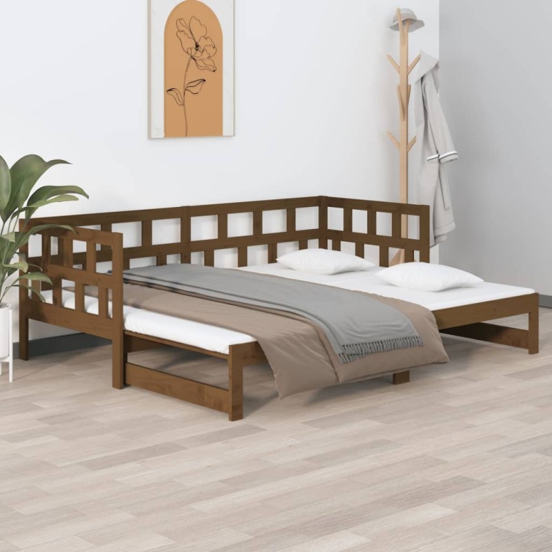 Dormeuse Estraibile Miele Legno Massello di Pino 2x(90x190) cm Dormeuse Estraibile Miele Legno Massello di Pino 2x(90x190) cm