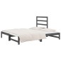 Dormeuse Estraibile Grigia 2x(90x190) cm Legno Massello di Pino