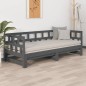 Dormeuse Estraibile Grigia Legno Massello di Pino 2x(90x200) cm Dormeuse Estraibile Grigia Legno Massello di Pino 2x(90x200) cm
