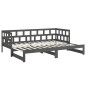 Dormeuse Estraibile Grigia Legno Massello di Pino 2x(90x200) cm Dormeuse Estraibile Grigia Legno Massello di Pino 2x(90x200) cm