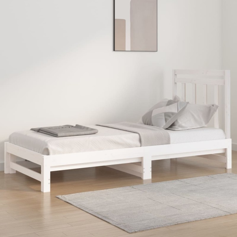 Dormeuse Estraibile Bianca 2x(90x200) cm Legno Massello di Pino Dormeuse Estraibile Bianca 2x(90x200) cm Legno Massello di Pino