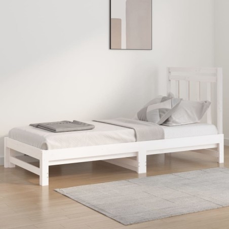 Dormeuse Estraibile Bianca 2x(90x200) cm Legno Massello di Pino