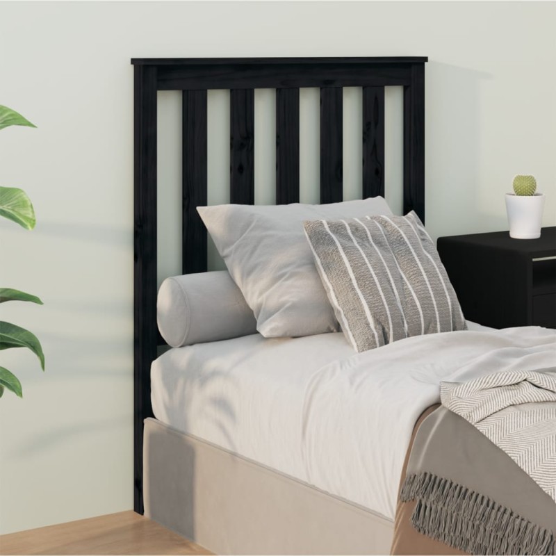 Testiera per Letto Nera 81x6x101 cm in Legno Massello di Pino Testiera per Letto Nera 81x6x101 cm in Legno Massello di Pino
