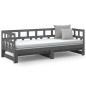 Dormeuse Estraibile Grigia Legno Massello di Pino 2x(90x190) cm Dormeuse Estraibile Grigia Legno Massello di Pino 2x(90x190) cm