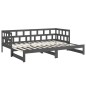 Dormeuse Estraibile Grigia Legno Massello di Pino 2x(90x190) cm Dormeuse Estraibile Grigia Legno Massello di Pino 2x(90x190) cm