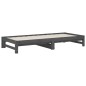 Dormeuse Estraibile Grigia 2x(90x200) cm Legno Massello di Pino Dormeuse Estraibile Grigia 2x(90x200) cm Legno Massello di Pino