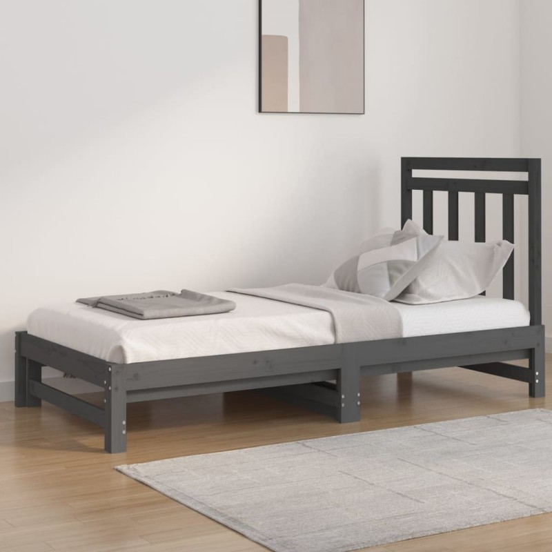Dormeuse Estraibile Grigia 2x(90x190) cm Legno Massello di Pino Dormeuse Estraibile Grigia 2x(90x190) cm Legno Massello di Pino