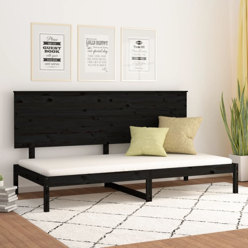 Dormeuse Nera 90x200 cm in Legno Massello di Pino