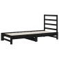 Dormeuse Estraibile Nera 2x(90x200) cm Legno Massello di Pino