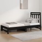 Dormeuse Estraibile Nera 2x(90x200) cm Legno Massello di Pino Dormeuse Estraibile Nera 2x(90x200) cm Legno Massello di Pino