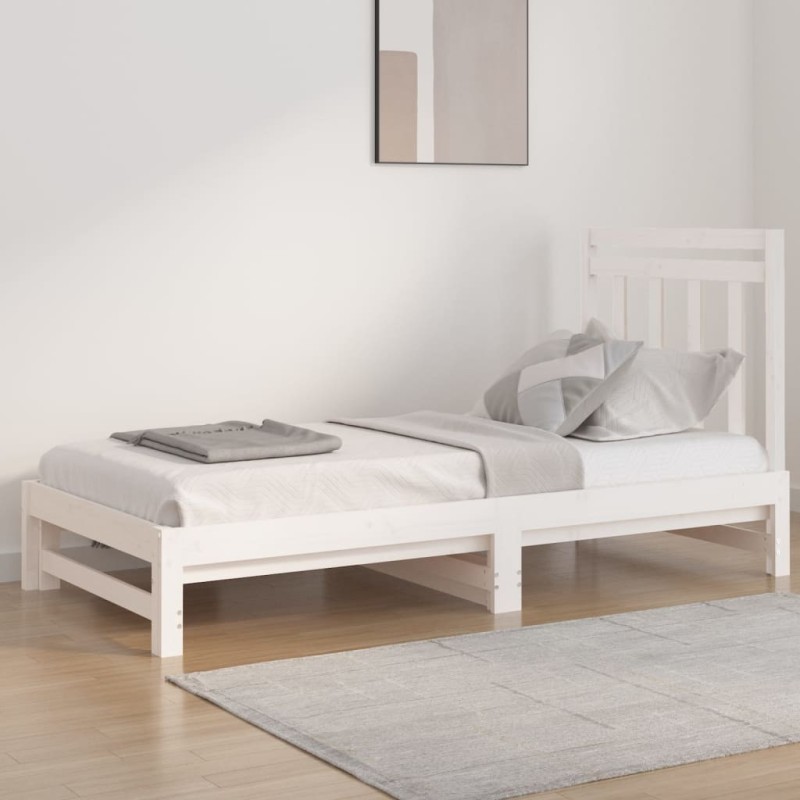 Dormeuse Estraibile Bianca 2x(90x190) cm Legno Massello di Pino