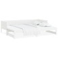 Dormeuse Estraibile Bianca Legno Massello di Pino 2x(80x200) cm Dormeuse Estraibile Bianca Legno Massello di Pino 2x(80x200) cm