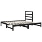 Dormeuse Estraibile Nera 2x(90x190) cm Legno Massello di Pino Dormeuse Estraibile Nera 2x(90x190) cm Legno Massello di Pino