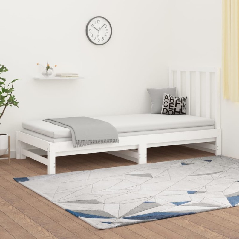 Dormeuse Estraibile Bianca 2x(90x200) cm Legno Massello di Pino Dormeuse Estraibile Bianca 2x(90x200) cm Legno Massello di Pino