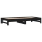 Dormeuse Estraibile Nera 2x(90x190) cm Legno Massello di Pino Dormeuse Estraibile Nera 2x(90x190) cm Legno Massello di Pino