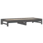 Dormeuse Estraibile Grigia 2x(90x200) cm Legno Massello di Pino Dormeuse Estraibile Grigia 2x(90x200) cm Legno Massello di Pino