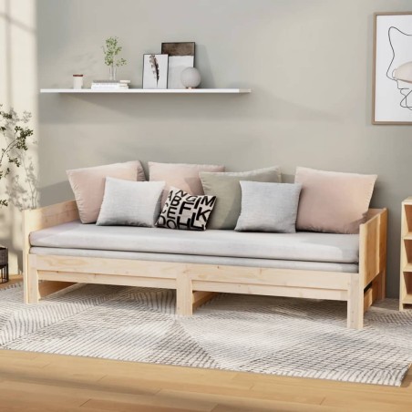 Dormeuse Estraibile in Legno Massello di Pino 2x(90x200) cm