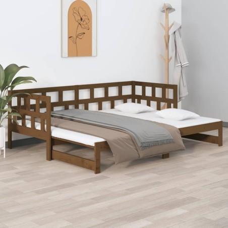 Dormeuse Estraibile Miele Legno Massello di Pino 2x(90x200) cm
