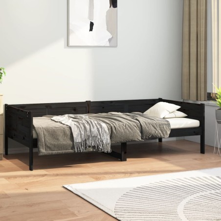 Dormeuse Nera in Legno Massello di Pino 90x190 cm